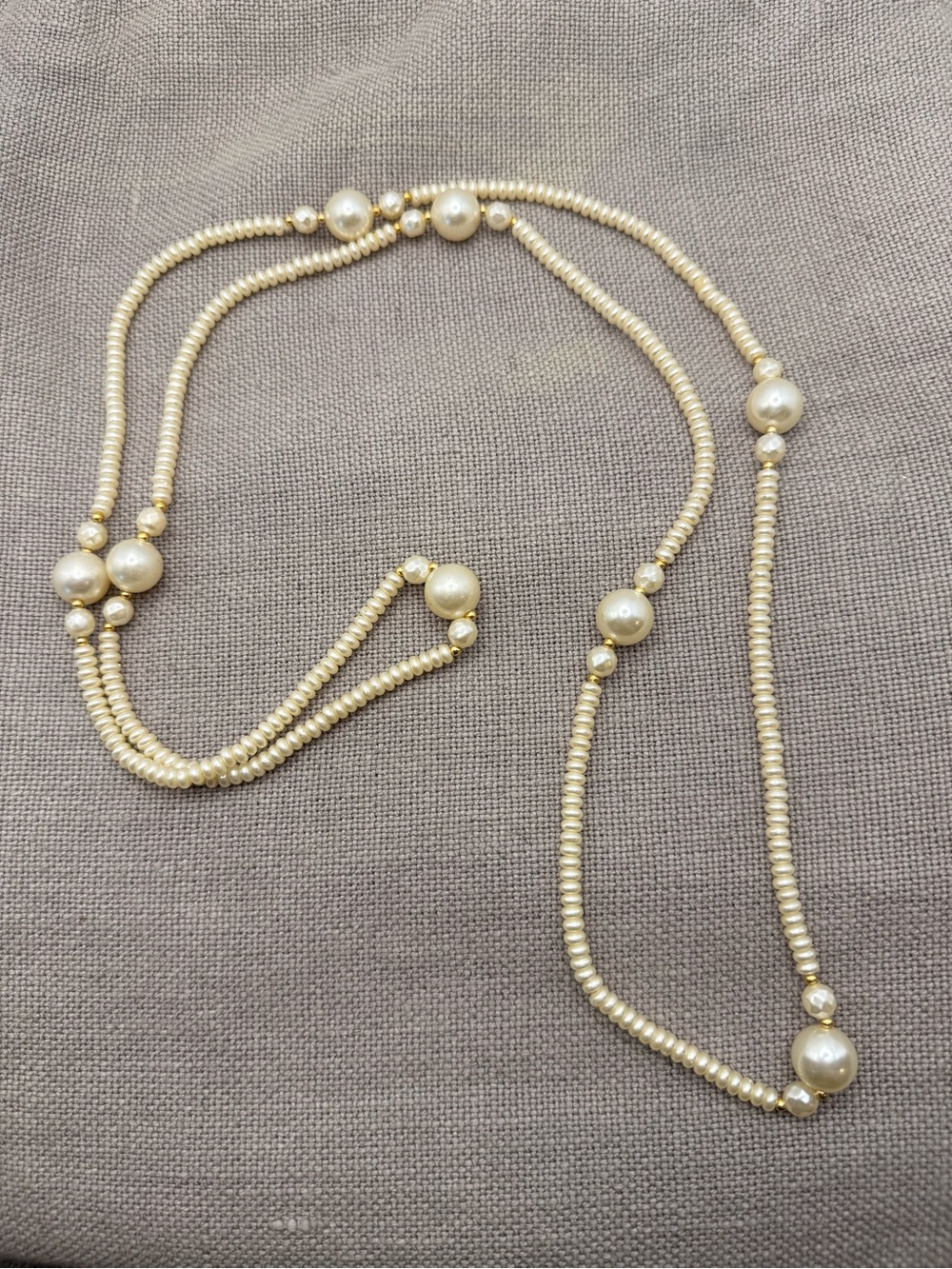 Elegant Cream Pearl Beaded Long Necklace